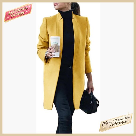 Wool Pea Coat Long Blazer Jacket Oversized Chic Classic Fall Winter Fashion